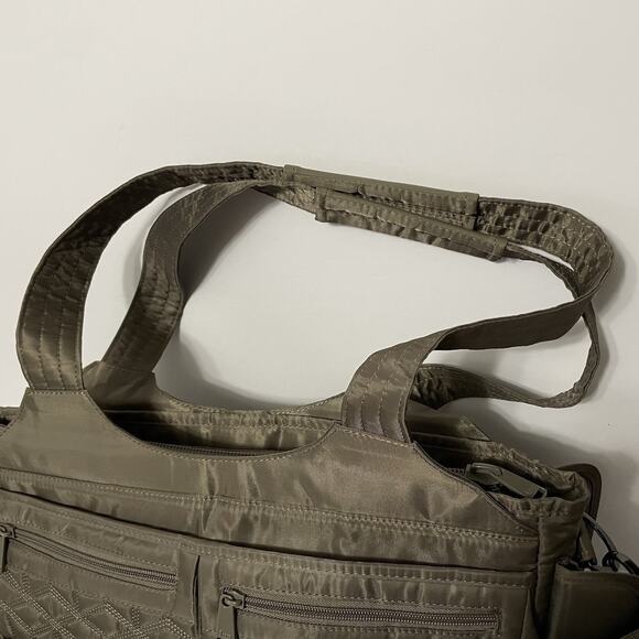 LUG Streetcar East/West Shoulder Crossbody Bag Purse in Gray Quilted Divider - Picture 4 of 13